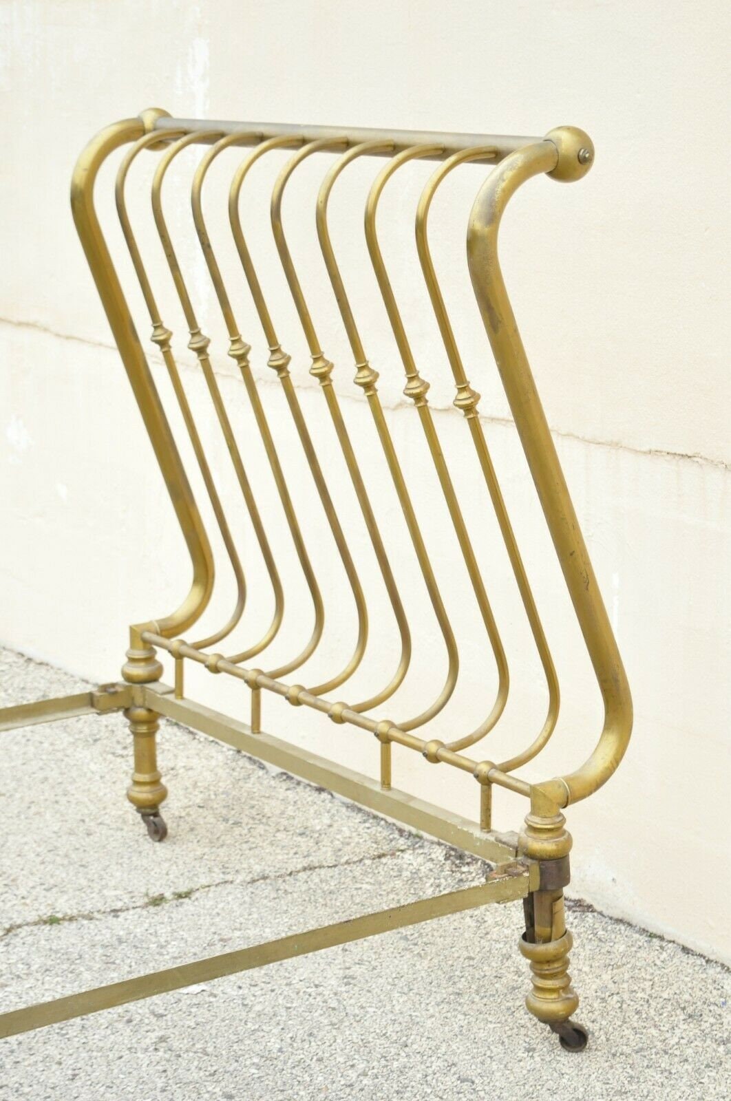 Antique Victorian Full Size Gold Brass Sleigh Bed w Cast Iron Etsy