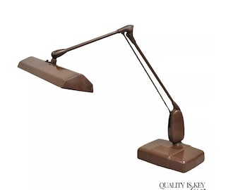 Mid Century Industrial Floating Brown Metal Desk Lamp by Dazor