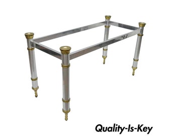 Chrome & Brass Maison Jansen Hollywood Regency Console Dining Desk Table Base