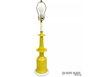 Vintage Italian Mid Century Modern Yellow Glazed Ceramic Bitossi Table Lamp