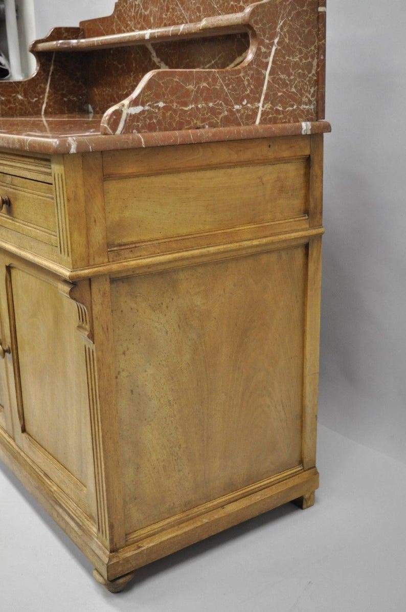 French Victorian Marble Top Backsplash Wash Stand Bathroom | Etsy French Bathroom Cabinet