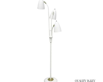 Gerald Thurston for Lightolier Mid Century Modern White Metal Pole Floor Lamp