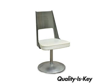 Vintage Mid Century Modern Smoked Lucite Aluminum Swivel Base Side Desk Chair