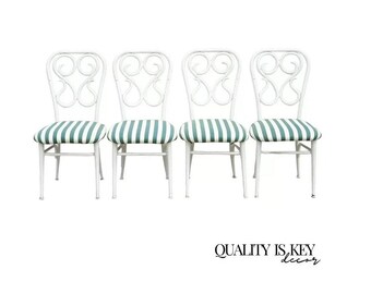 Vintage Metal Thonet Bentwood Austrian Style Bistro Dining Chairs - Set of 4