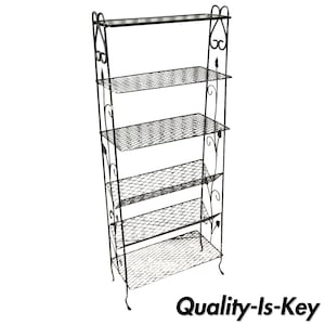 Vintage Wrought Iron Floral Bookcase Curio Rack Kitchen Stand Woodard Salterini
