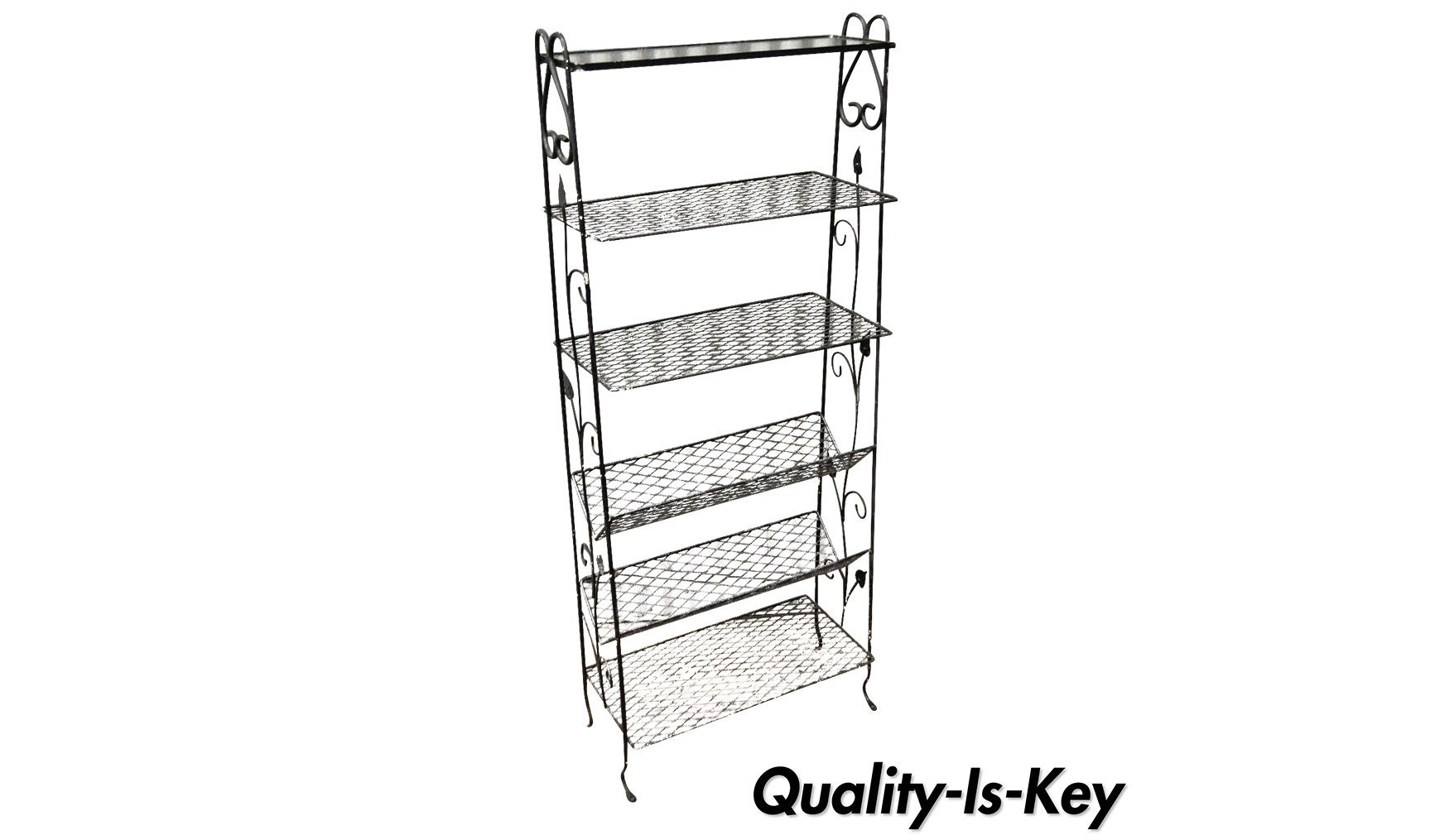 Vintage Wrought Iron Floral Bookcase Curio Rack Kitchen Stand Etsy