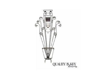 Perchero de hierro forjado con espejo y perchero estilo Arts & Crafts