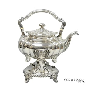 Antique Victorian Silver Plated Gorham 01180 Tilting Teapot Coffee Pot on Stand