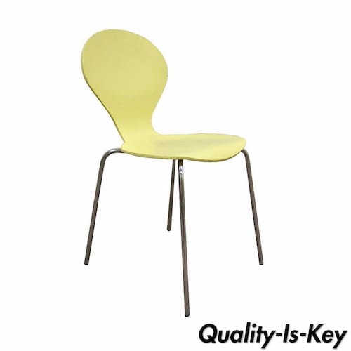 Danerka Rondo Danish Side Chair Yellow Bentwood Chrome Mid Century Modern shops C
