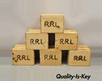 RRL Wooden Sliding Lid Crate Ralph Lauren? Perishable Burn Mark Storage Box