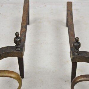 Antique French Empire Style Bronze Brass Spiral Column Andirons a Pair image 8