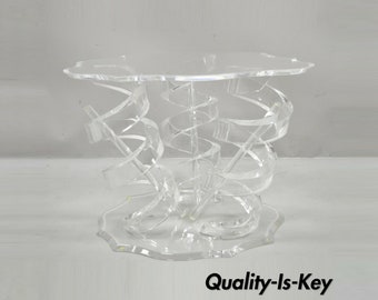 Lucite Spiral Coil Spring Base Mid Century Modern Coffee Table