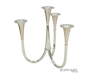 Vintage Wilhelm Wagenfeld for WMF Silver Plated Modern Candelabra Candle Holder