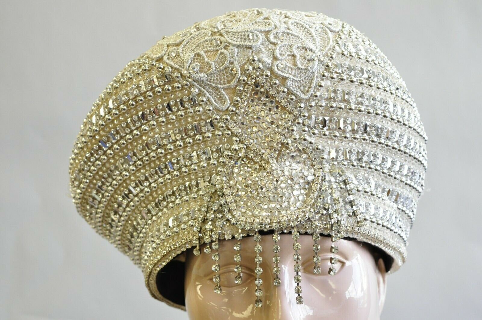 Vintage Shellie McDowell NY Copper Metallic Dress Hat Gold Lace Rhinestones il_fullxfull.2548048131_3660.jpg main image 2