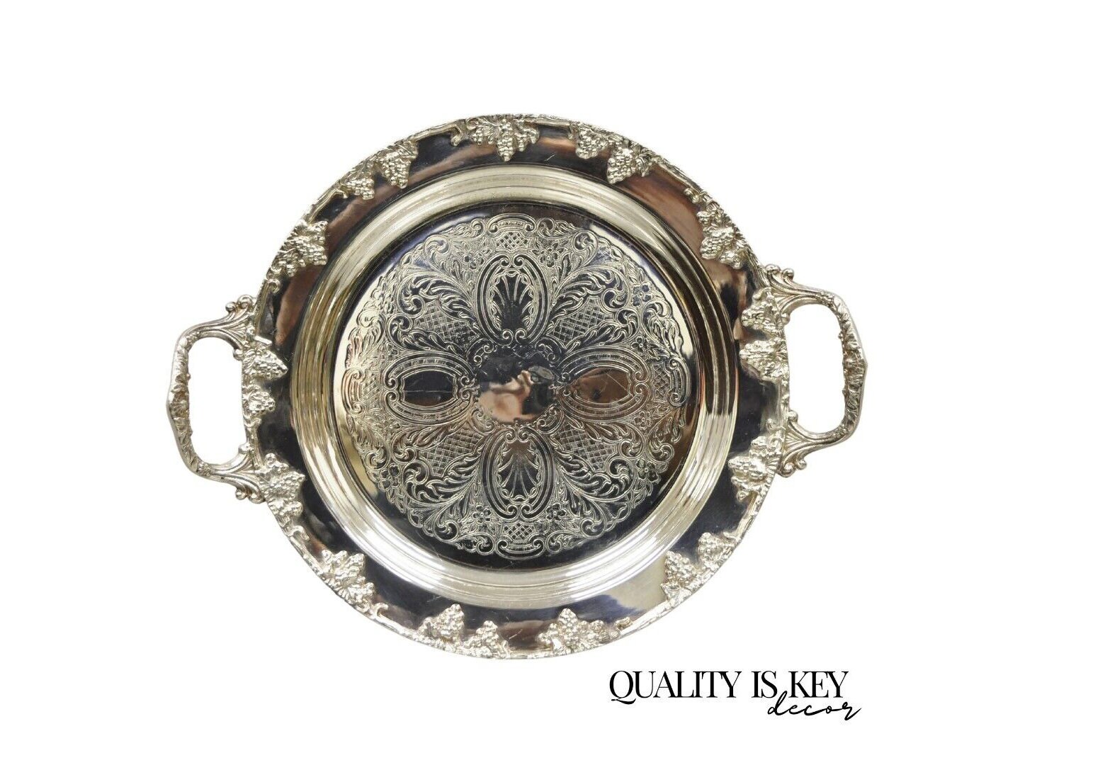 Lifetime Brand English Silver Plate Twin Handle Grapevine