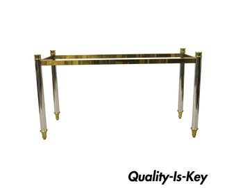 Maison Jansen Style Steel Chrome and Brass Hollywood Regency Console Table Base