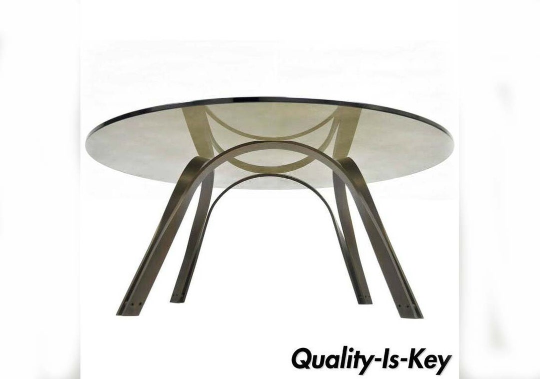 Trimark Bronze Sculptural Round Glass Coffee Table After Roger Sprunger Dunbar Etsy