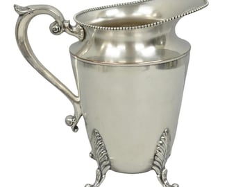 Vintage Victorian Silver Plated Bulbous Footed Water Pitcher w/ Handle by HS