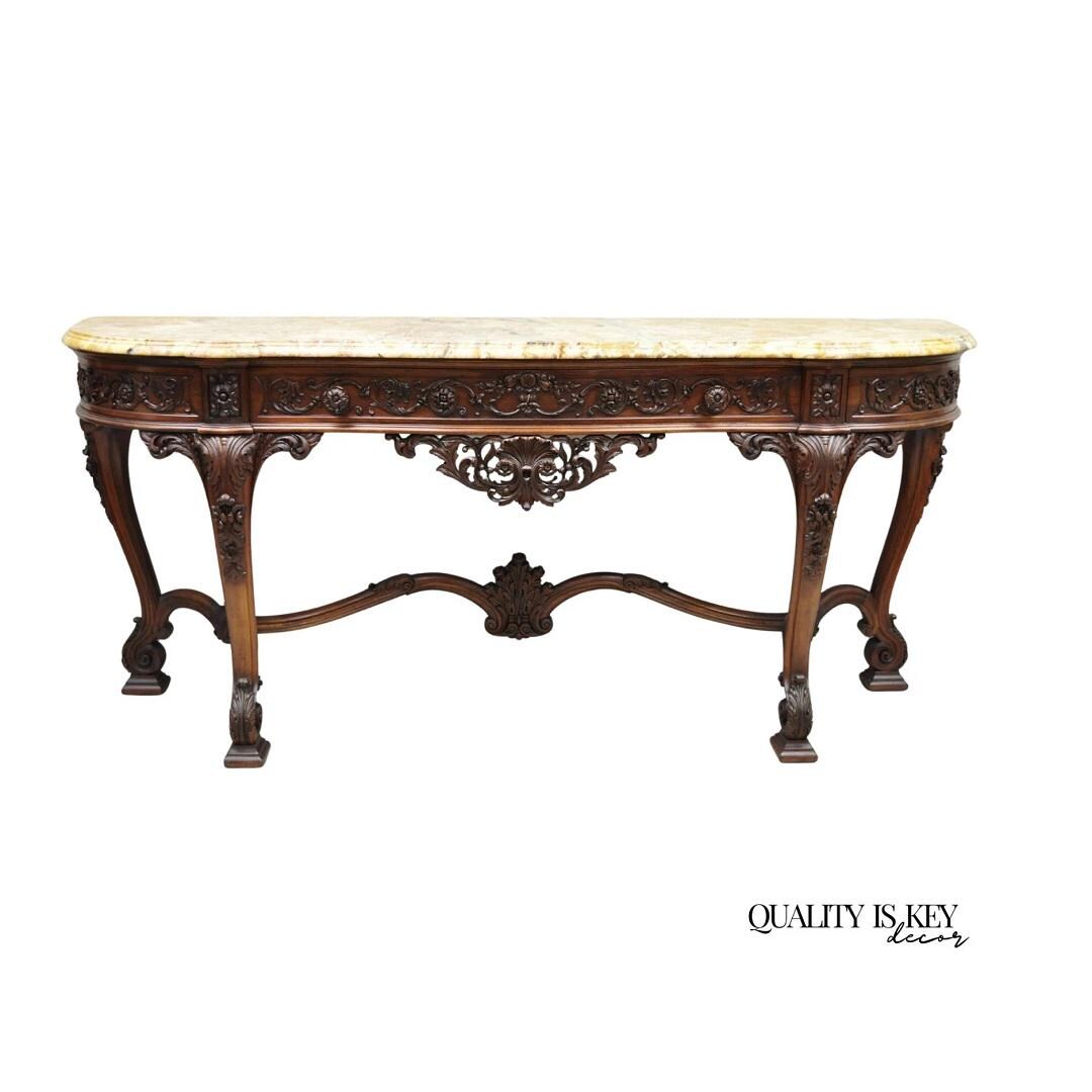 Buffet Table Rococo Antique French Baroque Rococo Carved Walnut Marble Top Sideboard Buffet ...