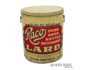Vintage Marhoefer Pure Lard Tin, Kuhner Packing Advertising Bucket