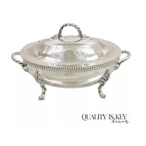 Antique Reed & Barton Figural Baroque Silver Plated Lion Head Large Soup Tureen