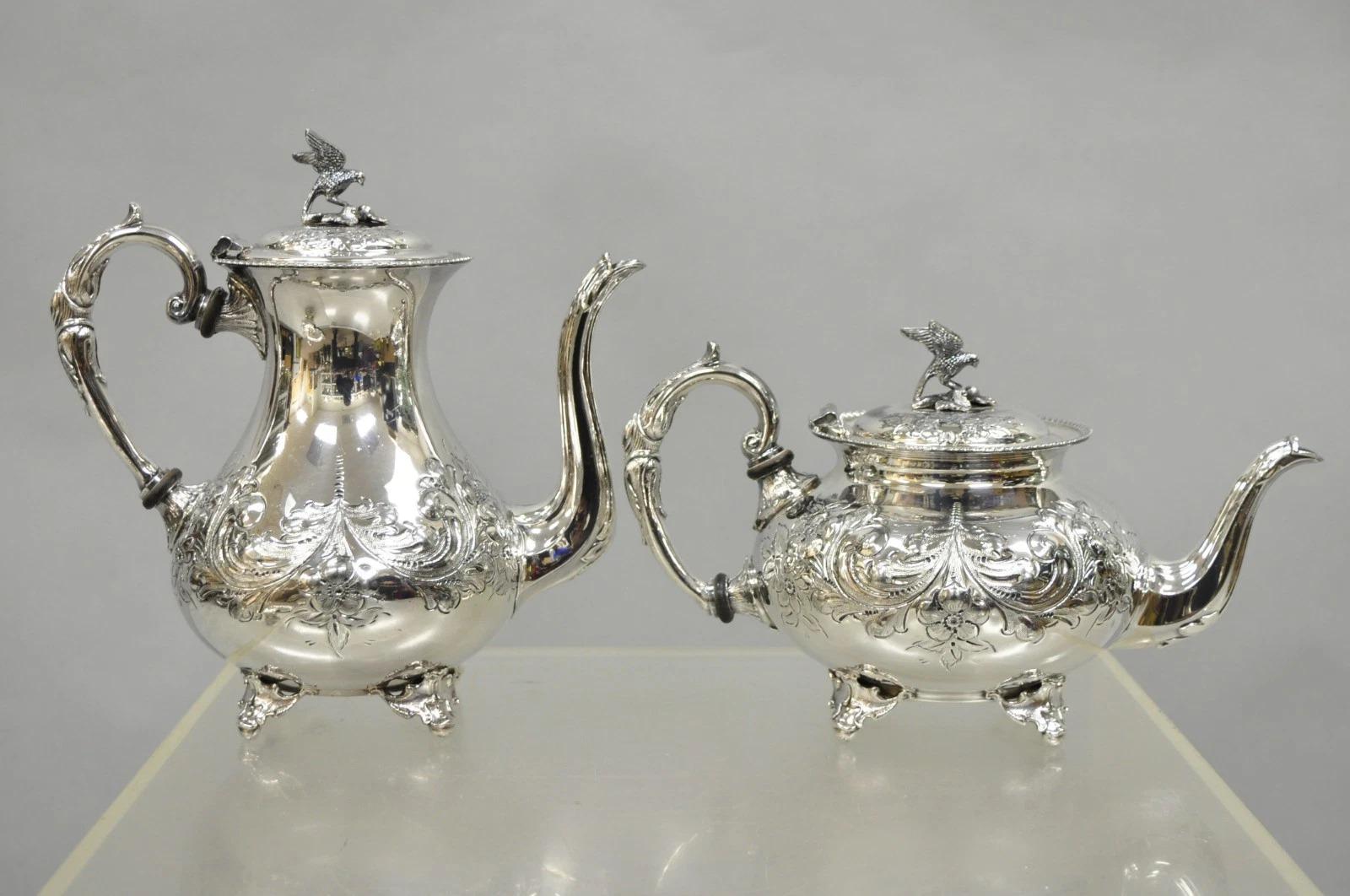 Antique John Turton Sheffield England Victorian Silver Plated Tea