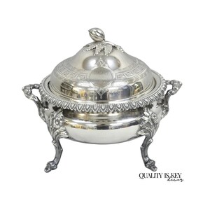 Antique French Regency Baroque Floral Repousse Silver Plated Soup Tureen