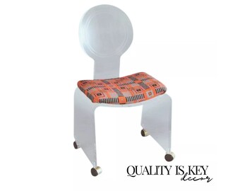 Mid Century Modern Clear Lucite Round Back Waterfall Vanity Side Chair by Hill