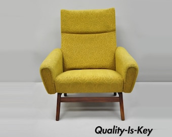 Vintage Mid Century Modern Danish Walnut Club Lounge Chair Adrian Pearsall Style