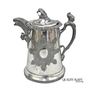 Antique American Victorian E. Kaufmann Figural Coffee Pot Water Pitcher w/ Eagle