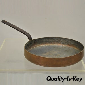 Antique Copper Hand Forged Sauce Pan Pot with Handle 11&quot; Diameter