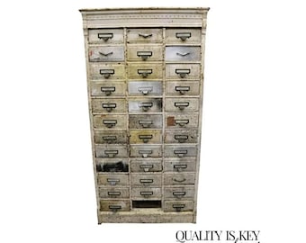 Antique Eastlake Victorian Oak Wood 36 Drawer Machinist Chest Tool Parts Cabinet