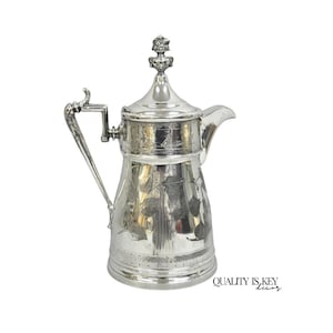 Antique Reed & Barton Silver Plated Snow Scenes Large Coffee Pot Water Pitcher