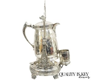 Rogers Smith & Co Silver Plated Victorian Tilting Lemonade Water Pitcher w Stand