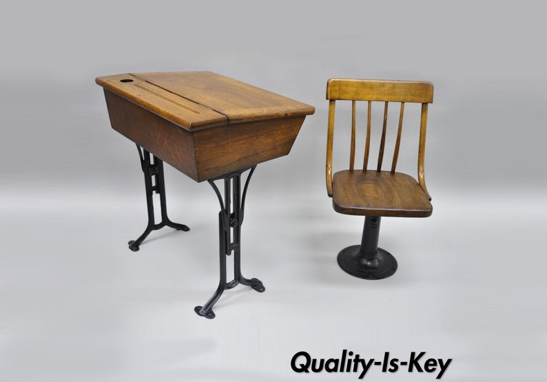 Chandler The Boston Adjustable Oak Wood And Cast Iron School Etsy