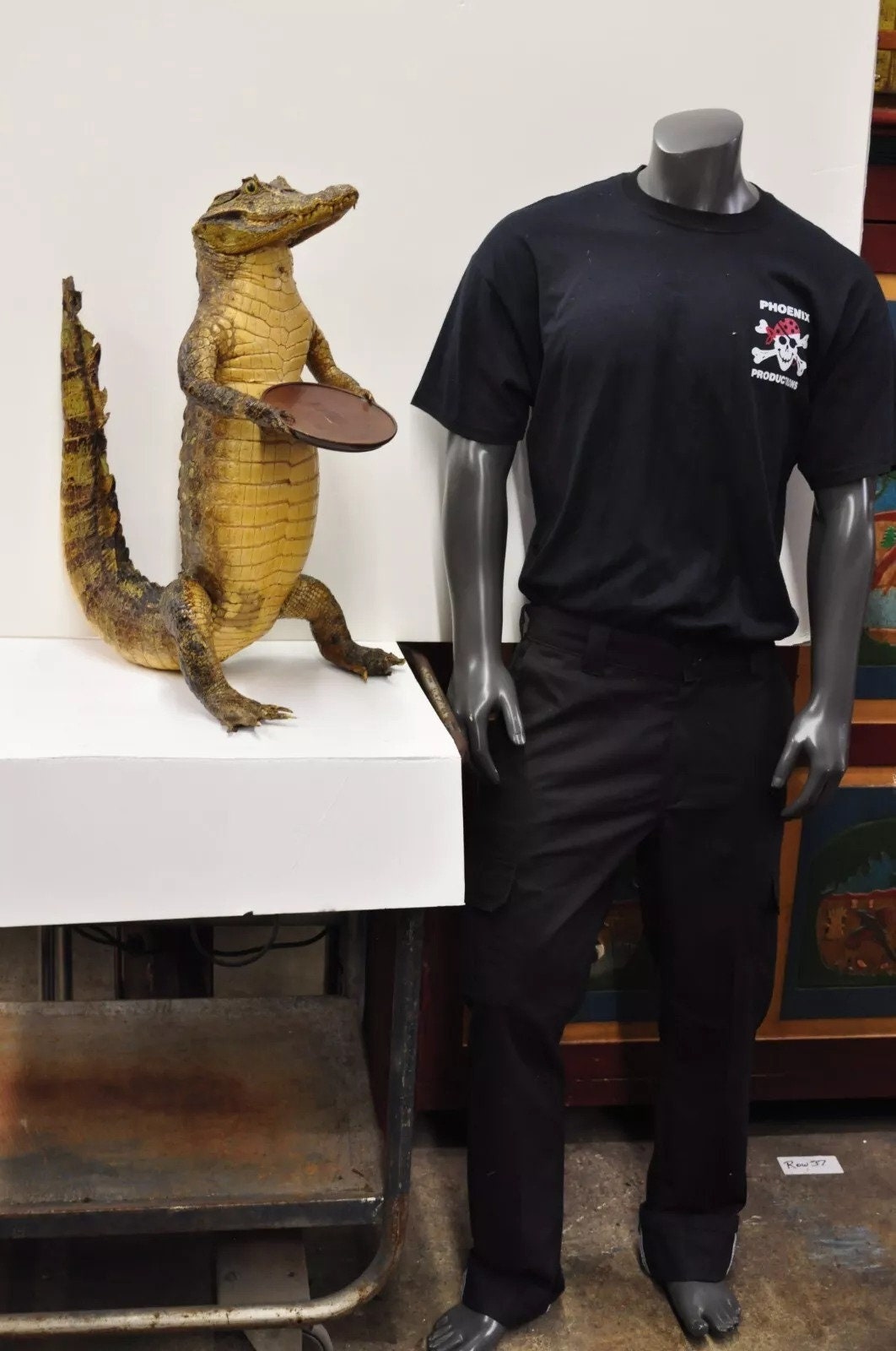Vintage Alligator Waiter Standing Full Body Mount Taxidermy