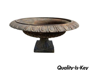 Cast Iron Low and Wide 38" Round French Classic Style Outdoor Garden Urn Planter