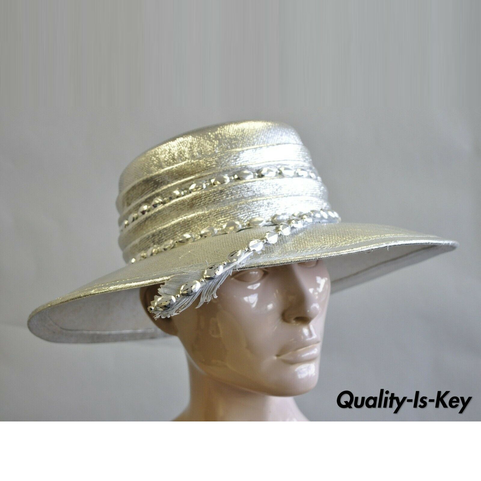 Vintage Mr. John Classic Metallic Silver Church Derby Wide  display picture 1