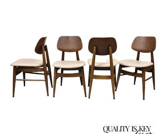 Vintage Thonet Mid Century Modern Bentwood Walnut Dining Chairs - Set of 4