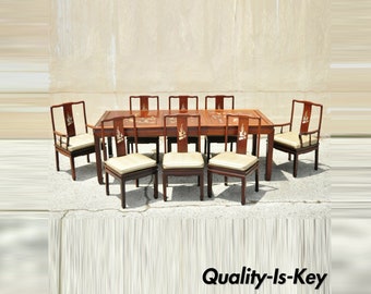 Chinese Rosewood Cherry Asian Dining Room Set Table 8 Chairs - 9pc Set