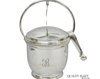 Vintage Victorian Silver Plated Reticulating Hinge Ice Bucket w/ "B" Monogram