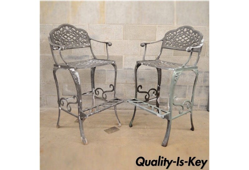 Pair Of Dakota Cast Aluminum Patio Bar Stool Chairs Pool Image 0