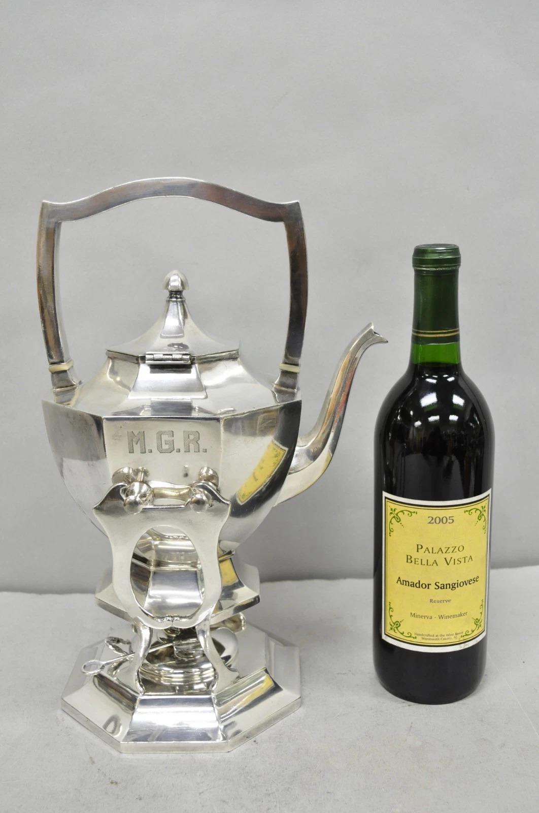 Antique Wilcox Art Deco Silver Plated Tilting Coffee Teapot on