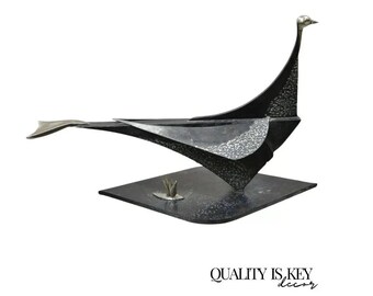 Modern Steel Metal Brutalist Large 28 inch Bird Sculpture Artist Metalwork
