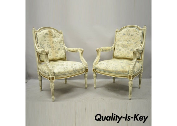 VINTAGE French Louis XVI Style Fauteuil Arm Chair Hollywood 