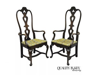 Sillas de comedor vintage estilo barroco italiano, rococó sueco, con respaldo alto (par)