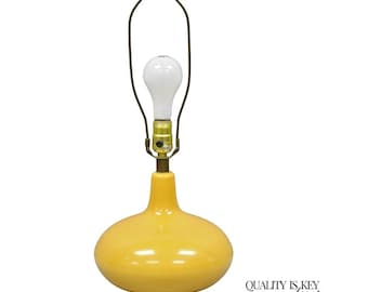Mid Century Modern Lotte and Gunnar Bostlund Mustard Yellow Ceramic Table Lamp