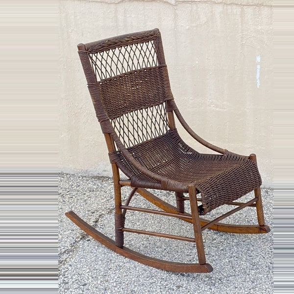 Antique Rattan Rocking Chair Etsy