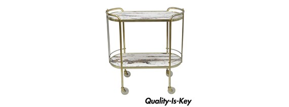Vintage Mid Century Modern Brass Rolling Bar Tea Cart Table Etsy