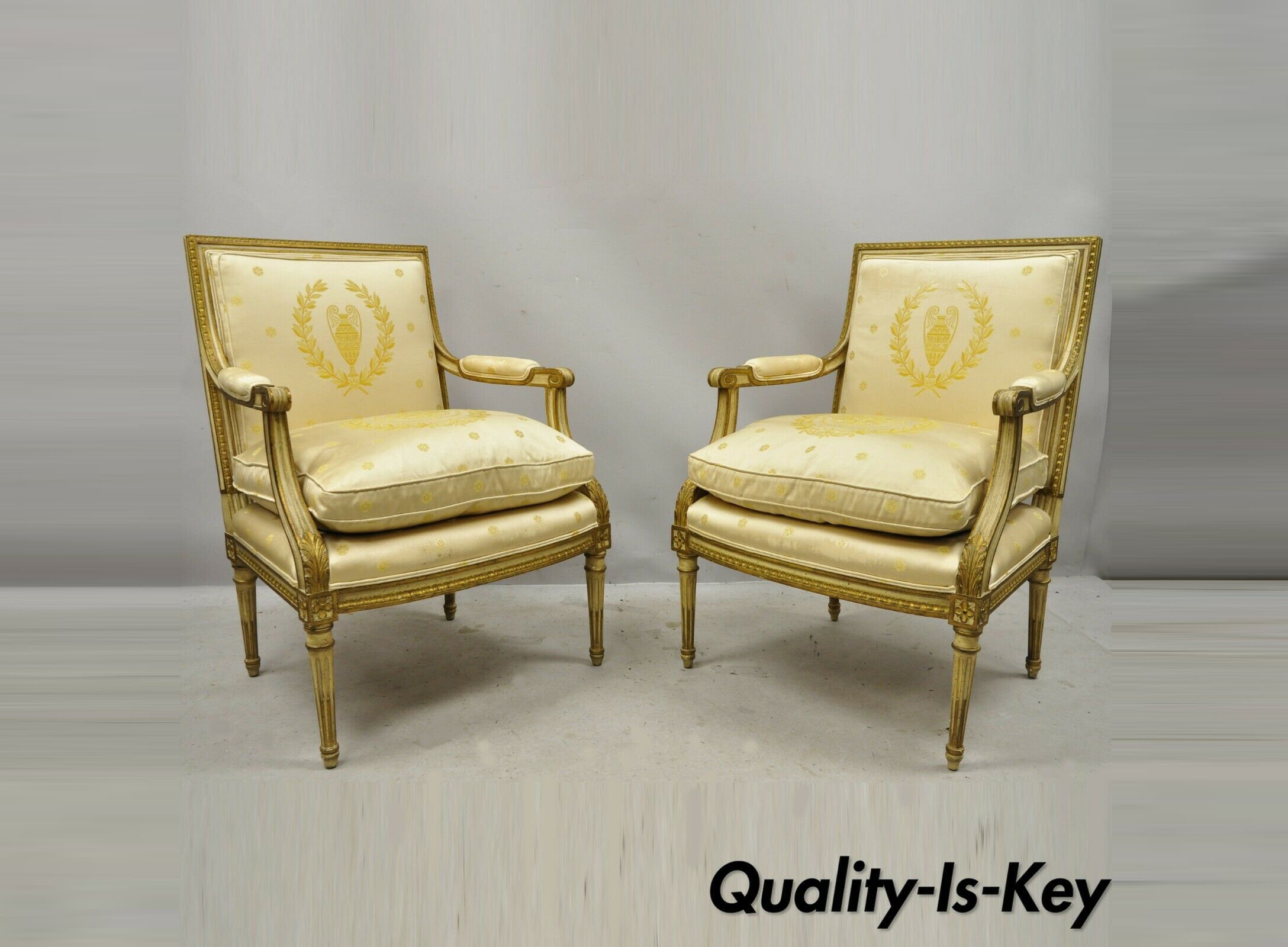 Vintage Louis XVI Style Fortuny Upholstered Armchair, U.S.A./Italy